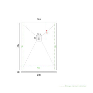 Receveur de douche blanc extraplat 2.6cm LEVEL- 90x120cm