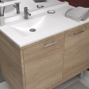 Plan vasque RÉSIPLAN - 124 cm avec vasque déportée à gauche