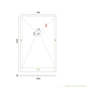 Receveur de douche gris anthracite extraplat 2.8cm LEVEL- 90x140cm
