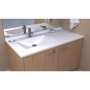 Plan vasque RÉSIPLAN - 105 cm avec vasque déportée à gauche