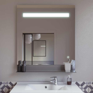 Miroir ETAL 70x80 cm - éclairage intégré à LED, interrupteur sensitif et tablette de rangement