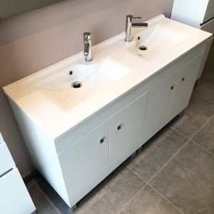 Caisson double vasque ECOLINE 140 - Blanc brillant