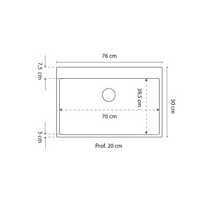 Cuve RESIROC - évier 1 bac sans égouttoir - 76 x 50 cm - Noire