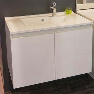 Meuble PROLINE 70 cm avec plan vasque et miroir - blanc brillant