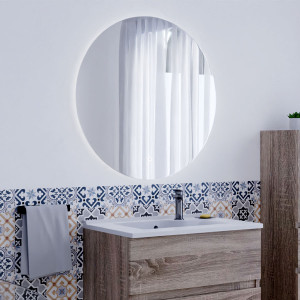 Miroir ONDE Ø 80cm - éclairage LED, système anti-buée et interrupteur sensitif