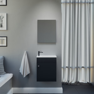 Meuble lave-mains LILA 44x26 cm avec vasque et miroir - gris