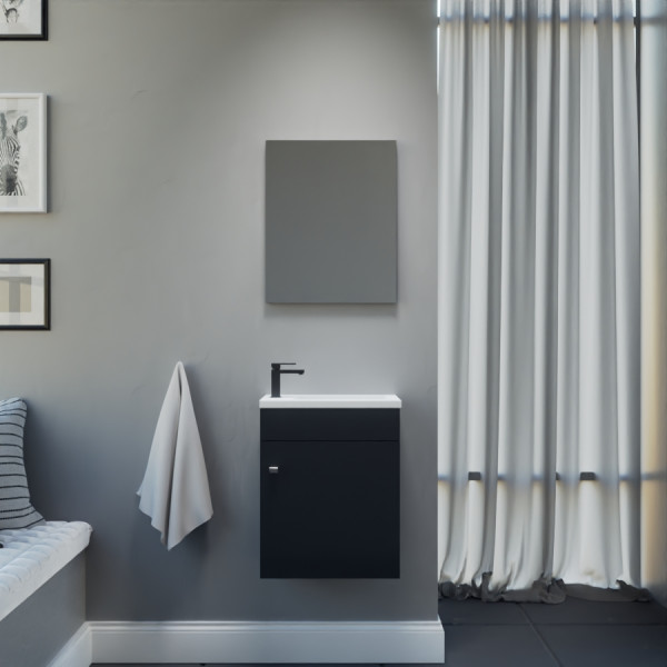 Meuble lave-mains LILA 44x26 cm avec vasque et miroir - gris