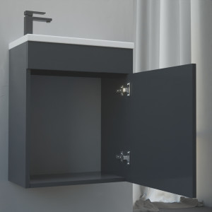 Meuble lave-mains LILA 44x26 cm avec vasque et miroir - gris