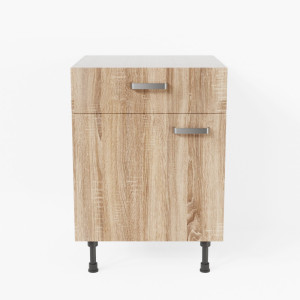 Meuble de cuisine bas - 1 porte + 1 tiroir - 60 cm - Bardolino