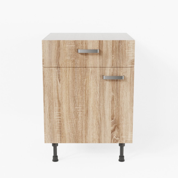 Meuble de cuisine bas - 1 porte + 1 tiroir - 60 cm - Bardolino