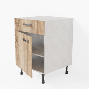 Meuble de cuisine bas - 1 porte + 1 tiroir - 60 cm - Bardolino