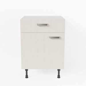 Meuble de cuisine bas - 1 porte + 1 tiroir- 60 cm - Pin Blanc