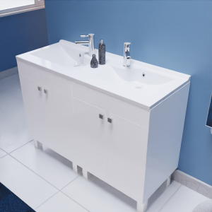 Caisson double vasque ECOLINE 120 - Blanc brillant