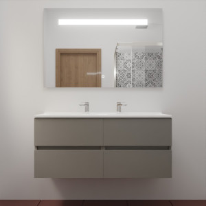 Meuble ROSINOX 120 cm avec plan vasque et miroir - Gris clair Mat