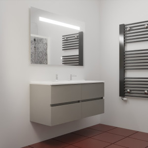 Meuble ROSINOX 120 cm avec plan vasque et miroir - Gris clair Mat