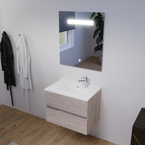 Meuble ROSALY 70 cm avec plan vasque suspendu et miroir - Cambrian