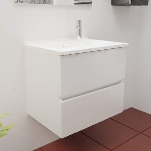 Caisson ROSINOX 60 cm avec plan vasque - Blanc Mat