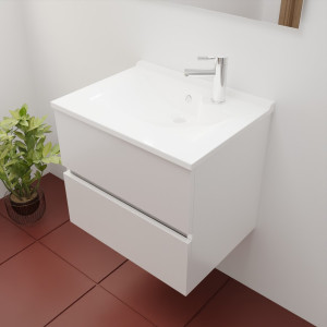 Caisson ROSINOX 60 cm avec plan vasque - Blanc Mat