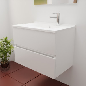 Caisson ROSINOX 70 cm avec plan vasque - Blanc Mat