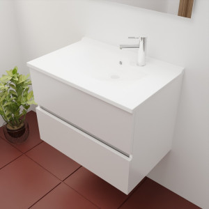 Caisson ROSINOX 70 cm avec plan vasque - Blanc Mat