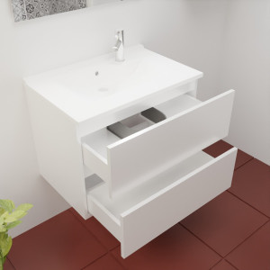 Caisson ROSINOX 70 cm avec plan vasque - Blanc Mat