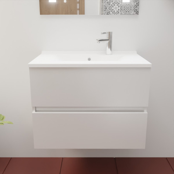 Caisson ROSINOX 70 cm avec plan vasque - Blanc Mat