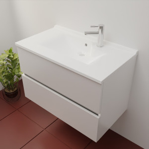 Caisson ROSINOX 80 cm avec plan vasque - Blanc Mat
