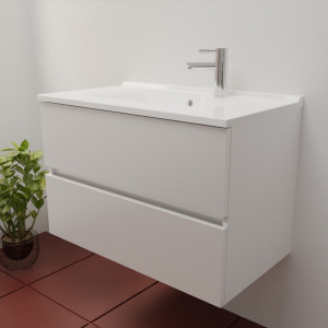 Caisson ROSINOX 80 cm avec plan vasque - Blanc Mat