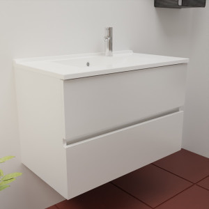 Caisson ROSINOX 80 cm avec plan vasque - Blanc Mat