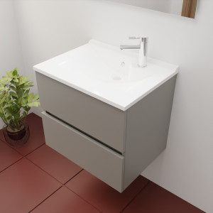 Caisson ROSINOX 60 cm avec plan vasque - Gris clair Mat