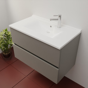 Caisson ROSINOX 80 cm avec plan vasque - Gris clair Mat