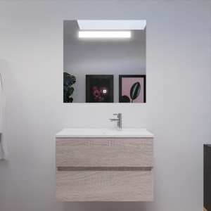 Meuble salle de bain ROSALY 80 cm avec plan vasque suspendu et miroir - Cambrian