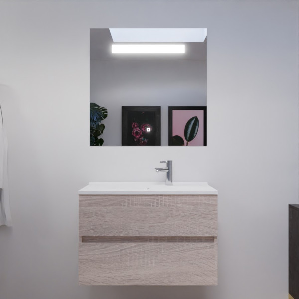 Meuble salle de bain ROSALY 80 cm avec plan vasque suspendu et miroir - Cambrian