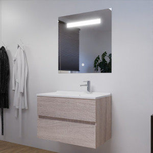 Meuble salle de bain ROSALY 80 cm avec plan vasque suspendu et miroir - Cambrian