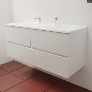 Caisson ROSINOX 120 cm avec plan vasque - Blanc Mat