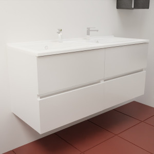 Caisson ROSINOX 120 cm avec plan vasque - Blanc Mat