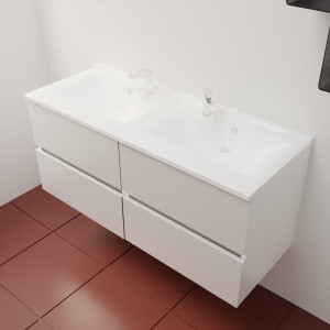 Caisson ROSINOX 120 cm avec plan vasque - Blanc Mat