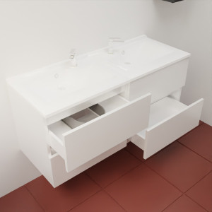 Caisson ROSINOX 120 cm avec plan vasque - Blanc Mat