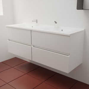Caisson ROSINOX 140 cm avec plan vasque - Blanc Mat