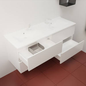 Caisson ROSINOX 140 cm avec plan vasque - Blanc Mat