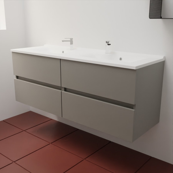 Caisson ROSINOX 140 cm avec plan vasque - Gris clair Mat