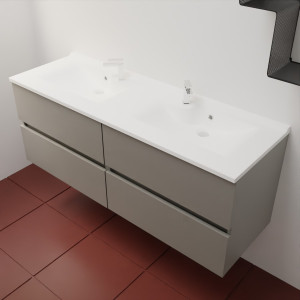 Caisson ROSINOX 140 cm avec plan vasque - Gris clair Mat