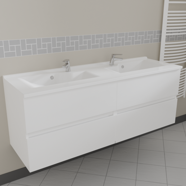 Caisson double vasque ROSALY 140 - Blanc brillant