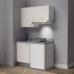Kitchenette K01 - 120 cm avec emplacement frigo top et hotte