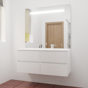 Meuble ROSINOX 120 cm avec plan vasque et miroir - Blanc Mat