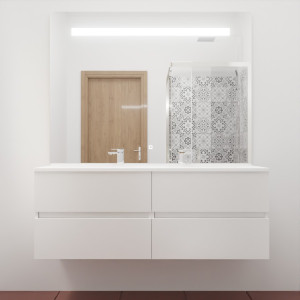 Meuble ROSINOX 140 cm avec plan vasque et miroir - Blanc Mat