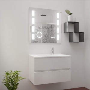 Meuble ROSINOX 80 cm avec plan vasque et miroir EXCELLENCE - Blanc Mat