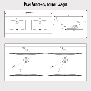 Plan double vasque en résine de synthèse RÉSIPLAN - 175 cm