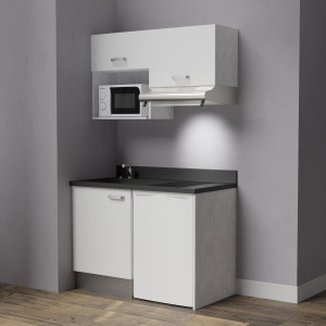 Kitchenette K02 - 120 cm avec emplacement frigo top, hotte et micro-ondes