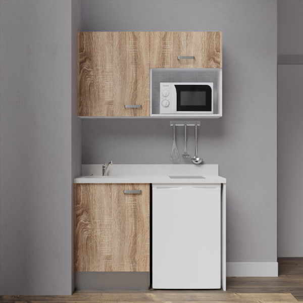 Kitchenette K07 - 120 cm avec emplacement frigo top et micro-ondes